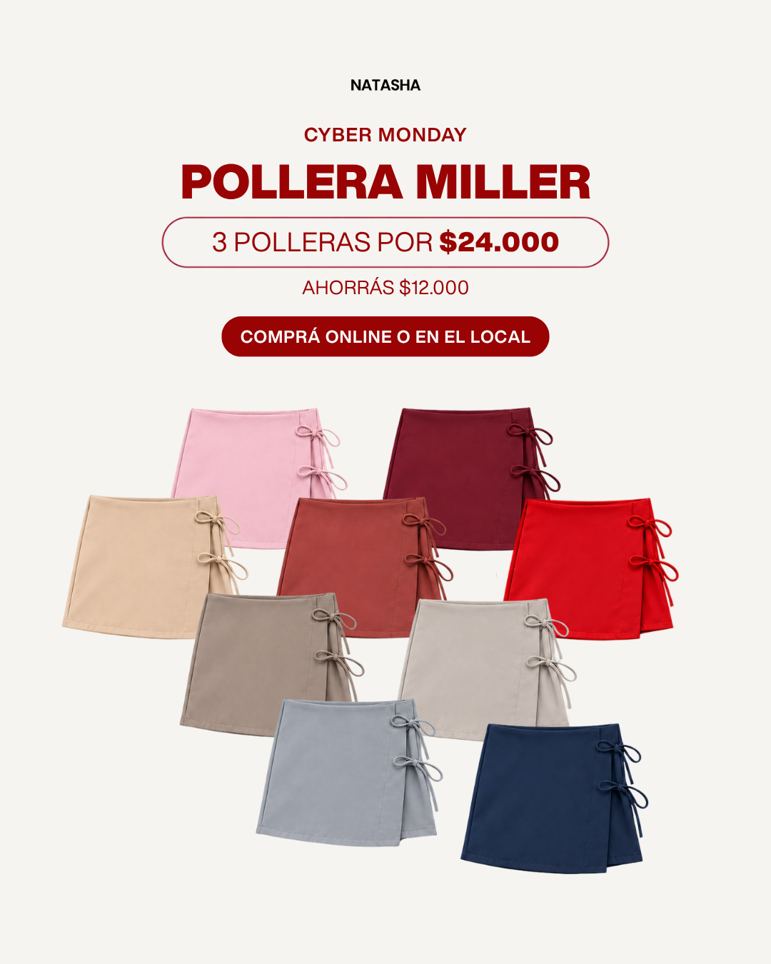 Pack x3 Short Pollera Miller