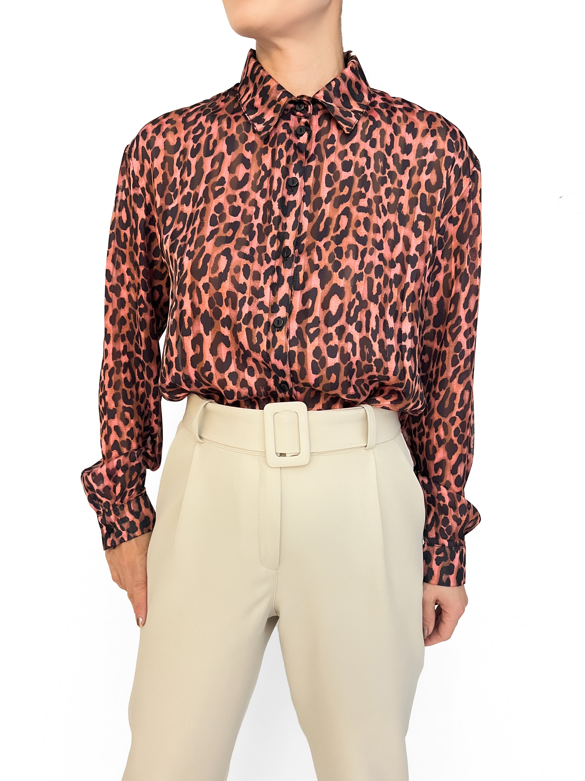 8555 Camisa Rey Leopardo Saten
