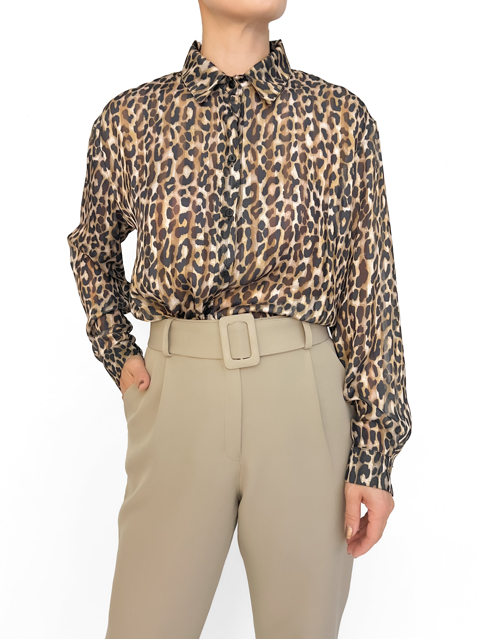 8555 Camisa Rey Leopardo Saten