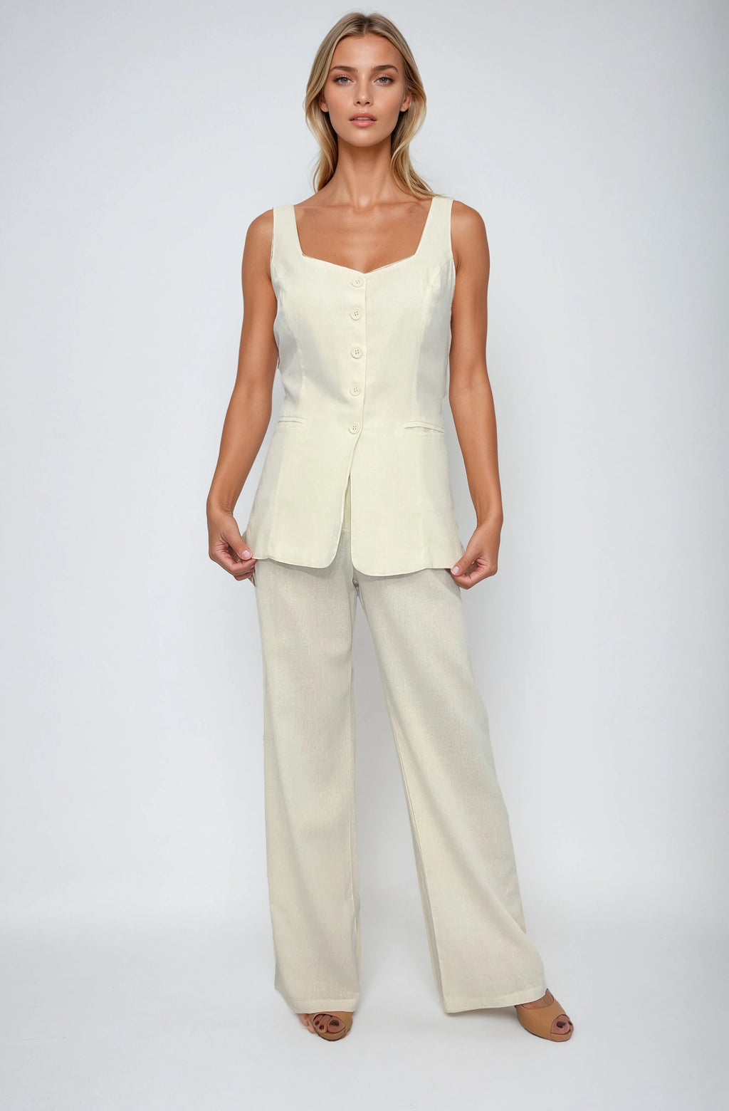 8561 Pantalón Fatima Lino Sale