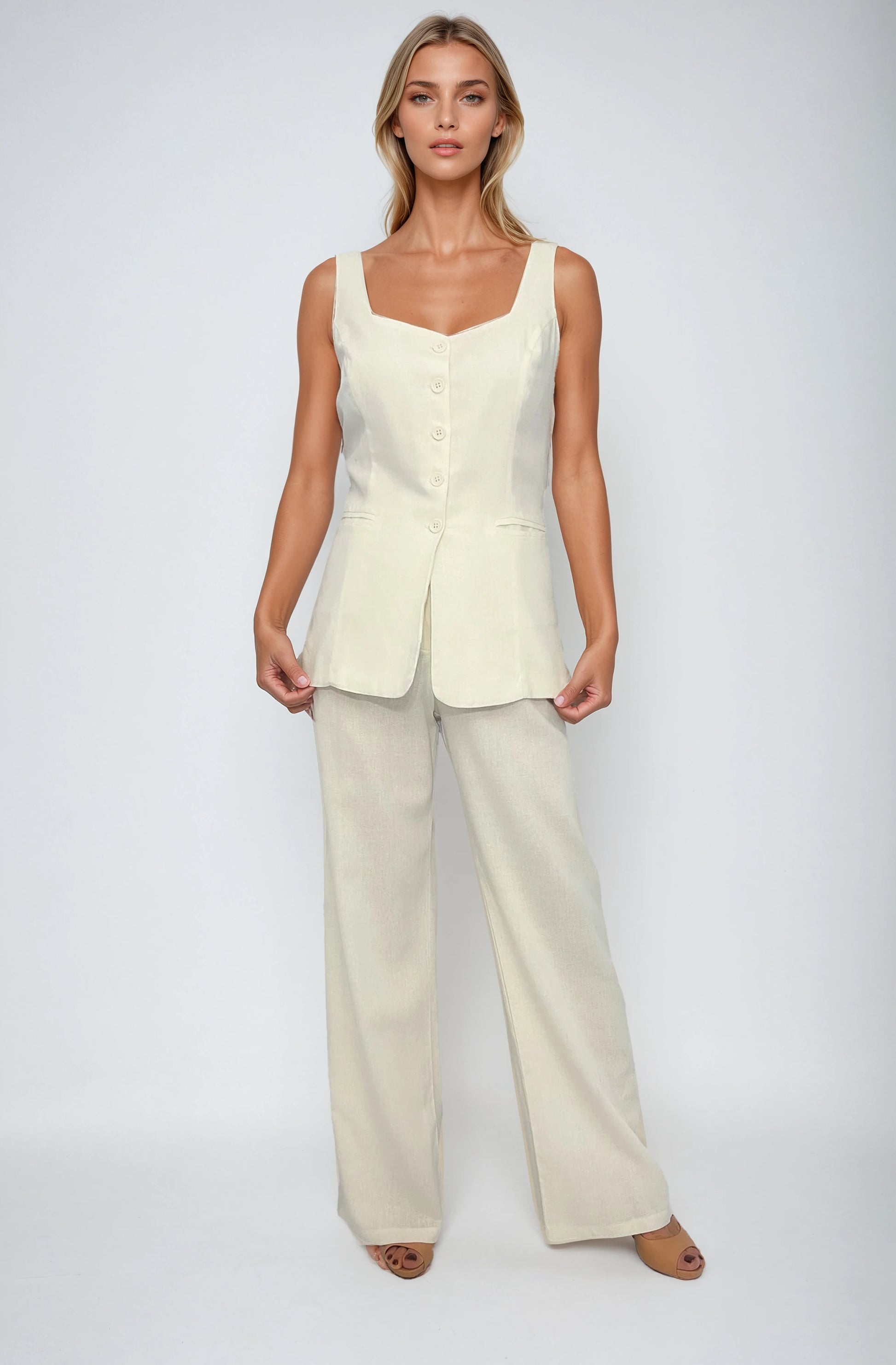 8561 Pantalón Fatima Lino Sale