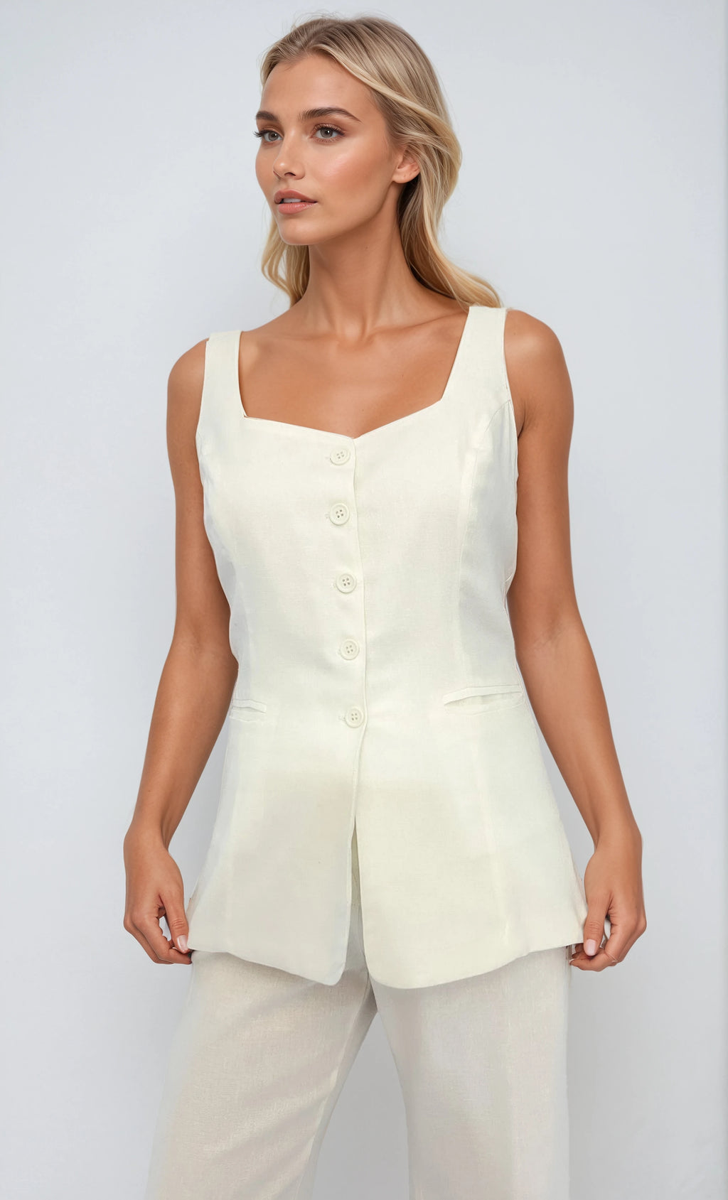 8532 Chaleco Mimi Lino Sale