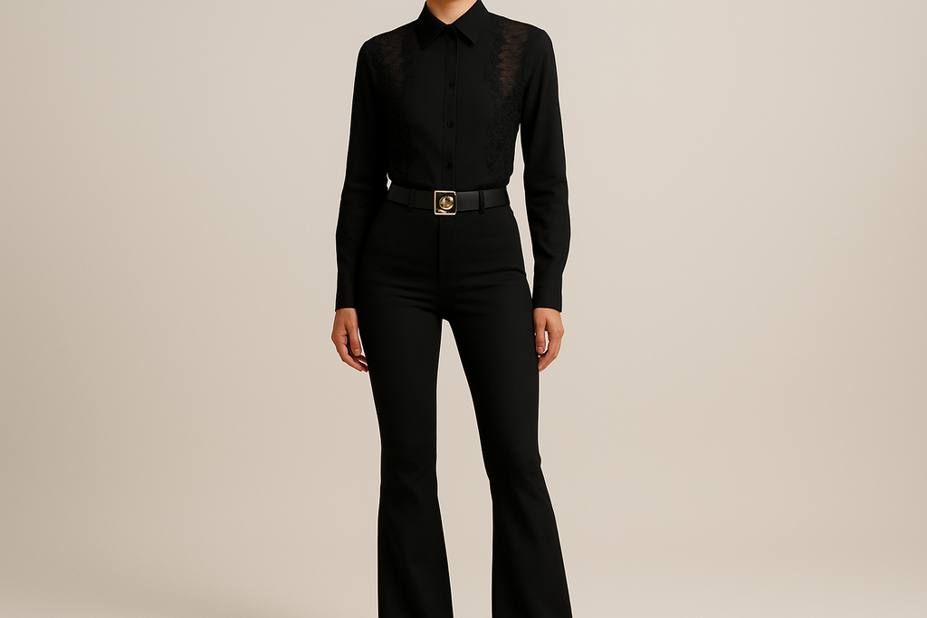 Camisa negra con encaje negro