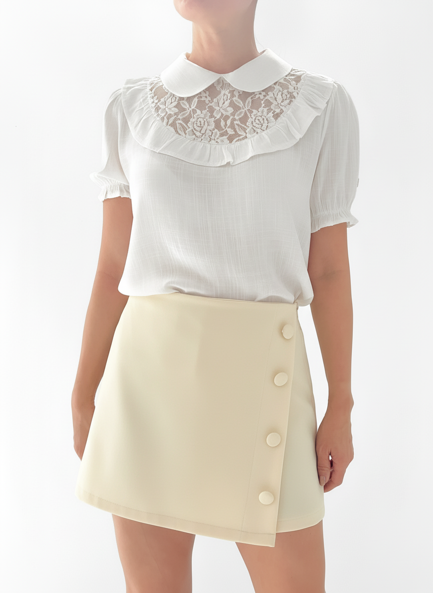 Conjunto con falda amarillo crema