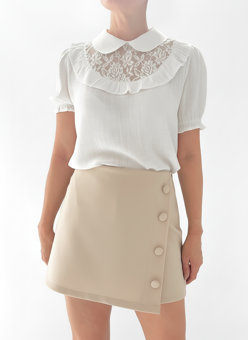 Conjunto con falda beige