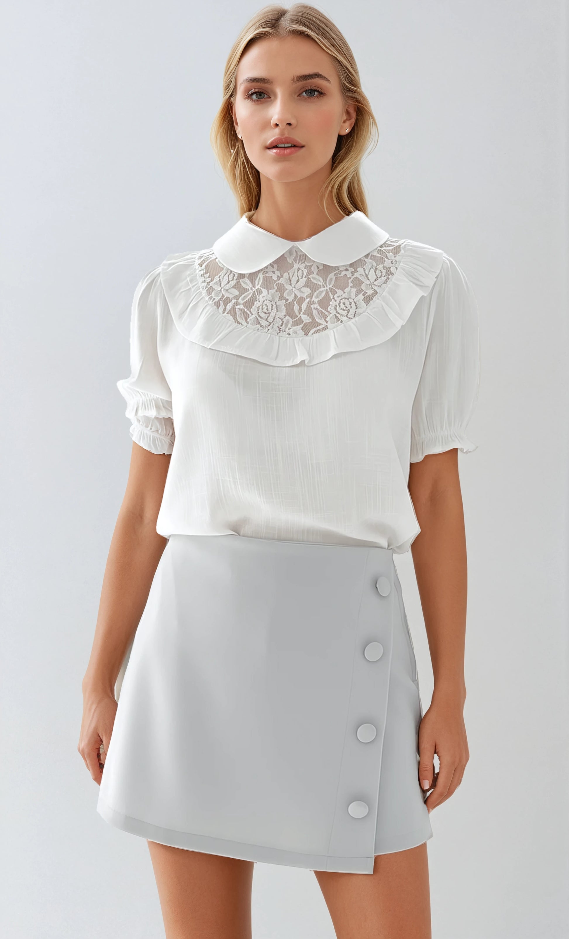 Conjunto con falda gris ceniza